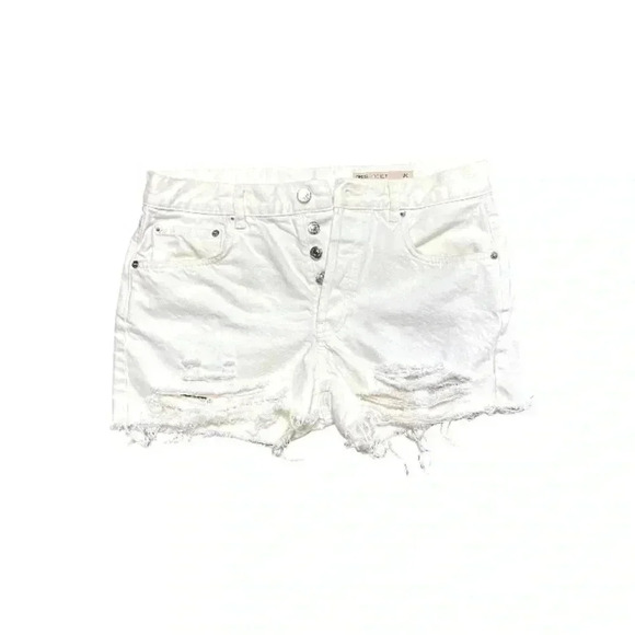 Asos White Distressed Button-fly Denim Jean Shorts - Picture 1 of 5